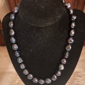 Peacock colored freshwater pearl necklace